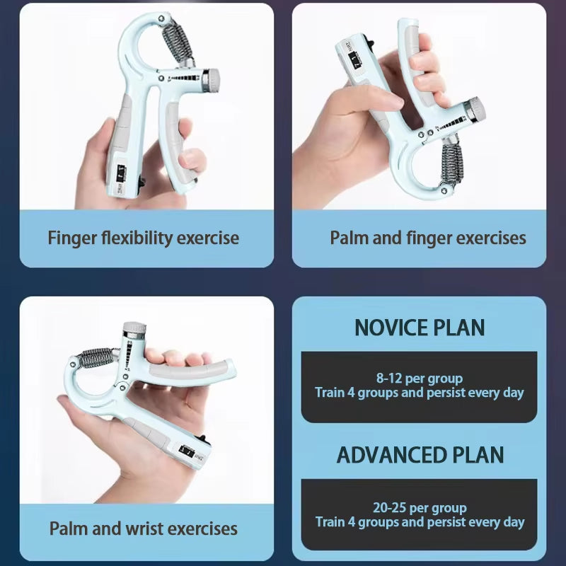 Adjustable Hand Grip Strengthener (5-60kg) with Counter – Build Wrist, Forearm & Hand Muscle Strength