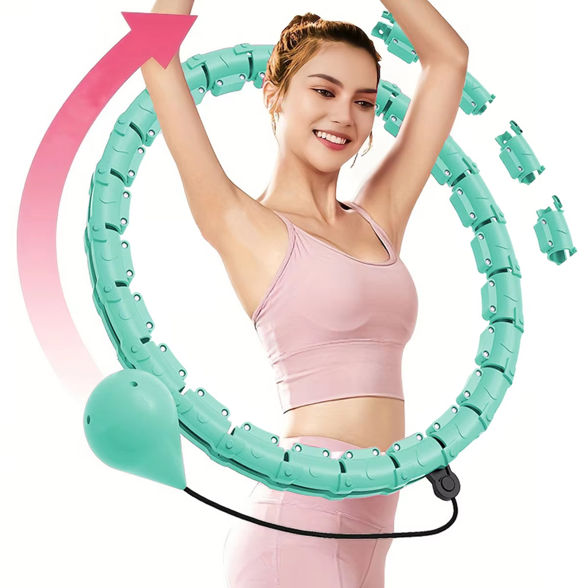 Adjustable Weighted Hula Hoop – 21/24/27/30 Knots Smart Exercise Circle for Weight Loss & Fitness