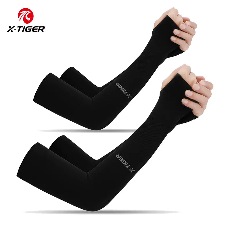 X-TIGER Ice Fabric Cycling Arm Sleeves – UV Protection & Cooling Arm Warmers for Running, Cycling, and Outdoor Sports