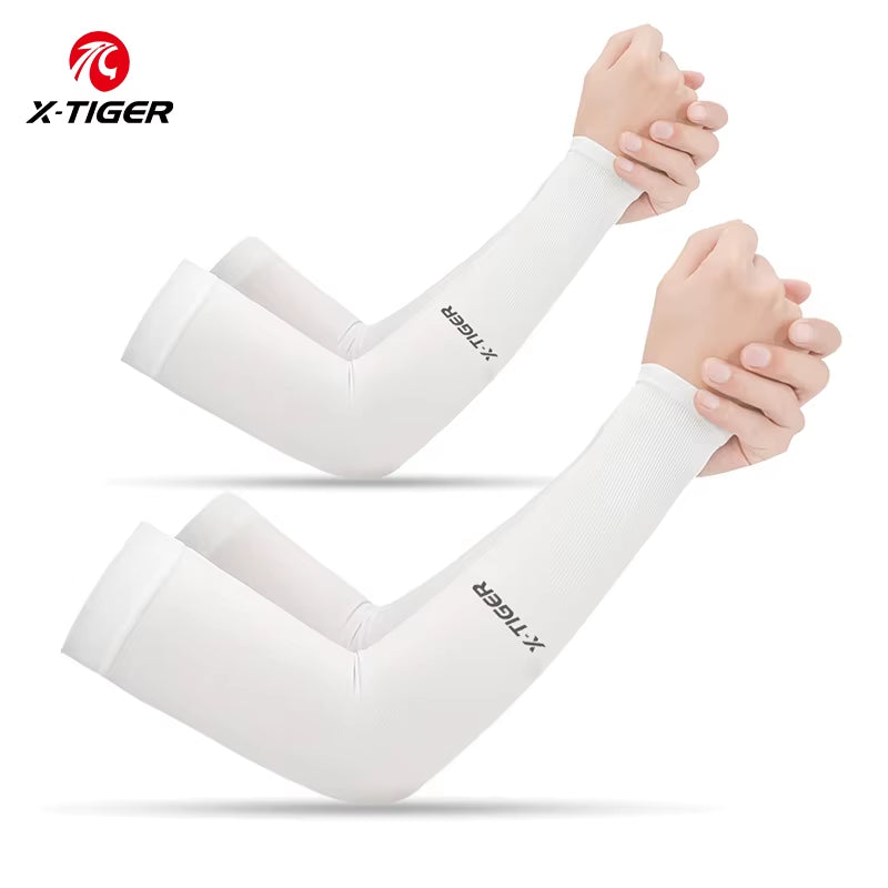 X-TIGER Ice Fabric Cycling Arm Sleeves – UV Protection & Cooling Arm Warmers for Running, Cycling, and Outdoor Sports