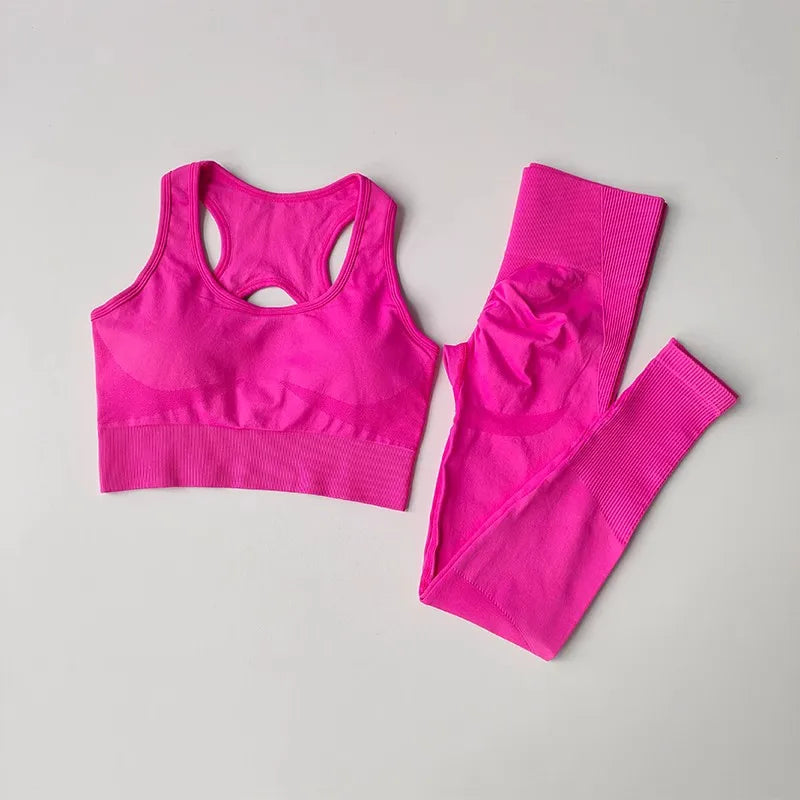 Seamless Women's Fitness Tracksuit – Sports Bra & High-Waisted Leggings Set for Yoga, Gym & Everyday Athleisure