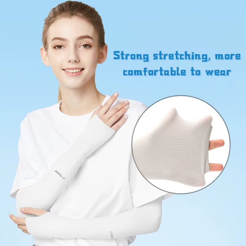 X-TIGER Ice Fabric Cycling Arm Sleeves – UV Protection & Cooling Arm Warmers for Running, Cycling, and Outdoor Sports