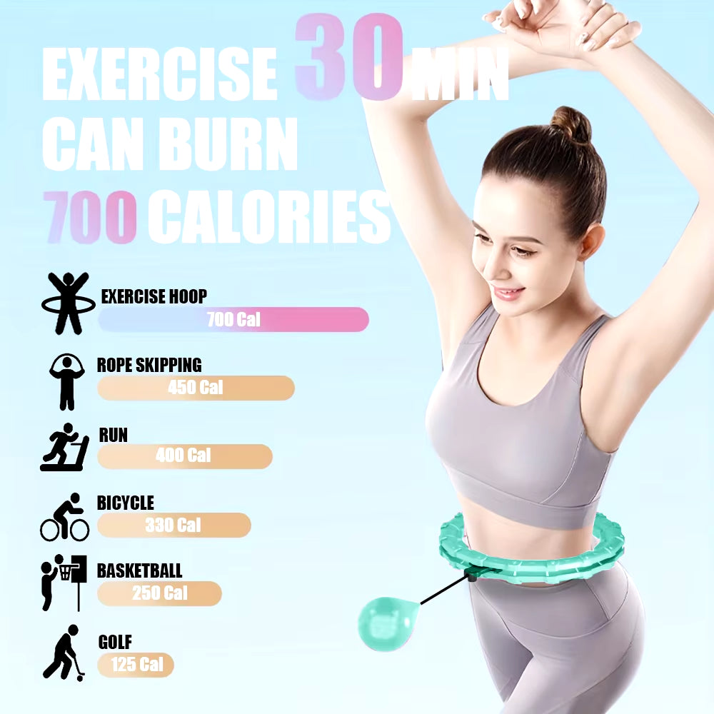Adjustable Weighted Hula Hoop – 21/24/27/30 Knots Smart Exercise Circle for Weight Loss & Fitness