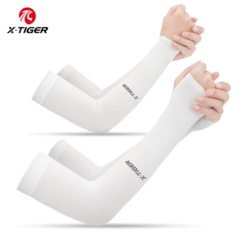 X-TIGER Ice Fabric Cycling Arm Sleeves – UV Protection & Cooling Arm Warmers for Running, Cycling, and Outdoor Sports
