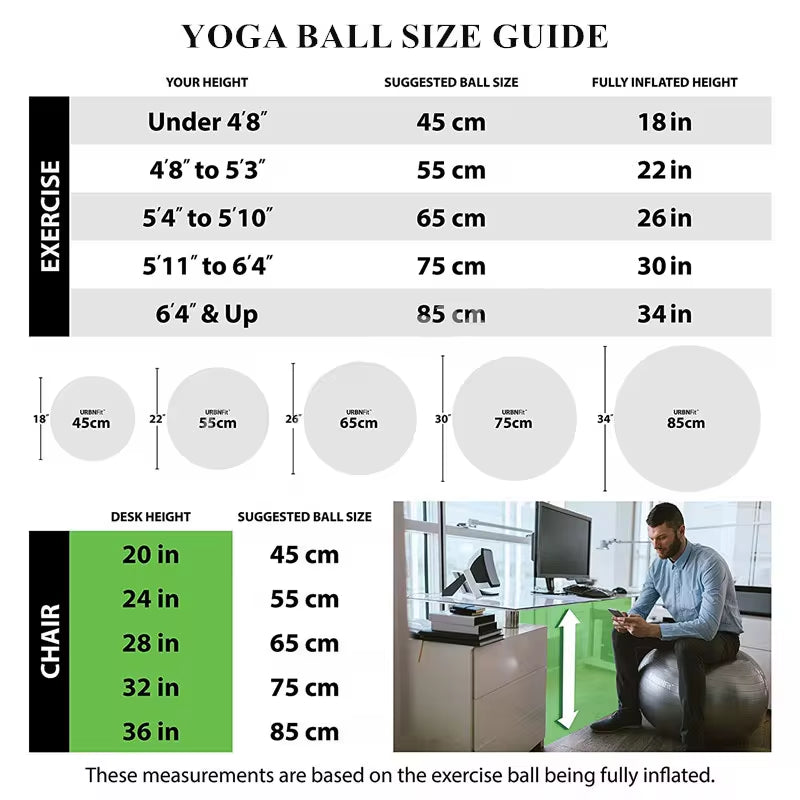 PVC Fitness Yoga Ball – Thickened Explosion-Proof Exercise Ball for Home, Gym, Pilates & Balance Training