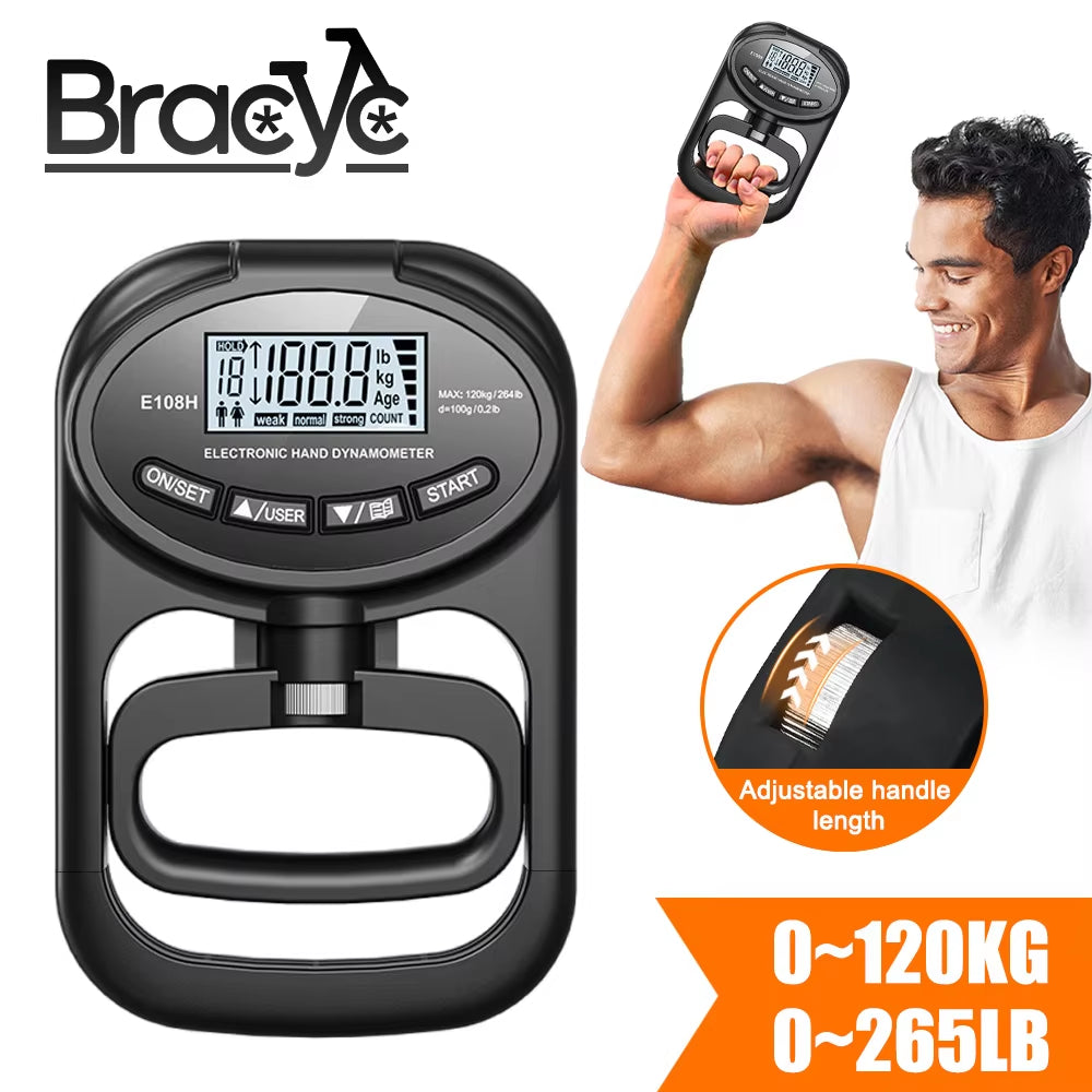 Digital Hand Grip Strength Tester – 265Lbs/120Kg Dynamometer with USB & LCD Screen