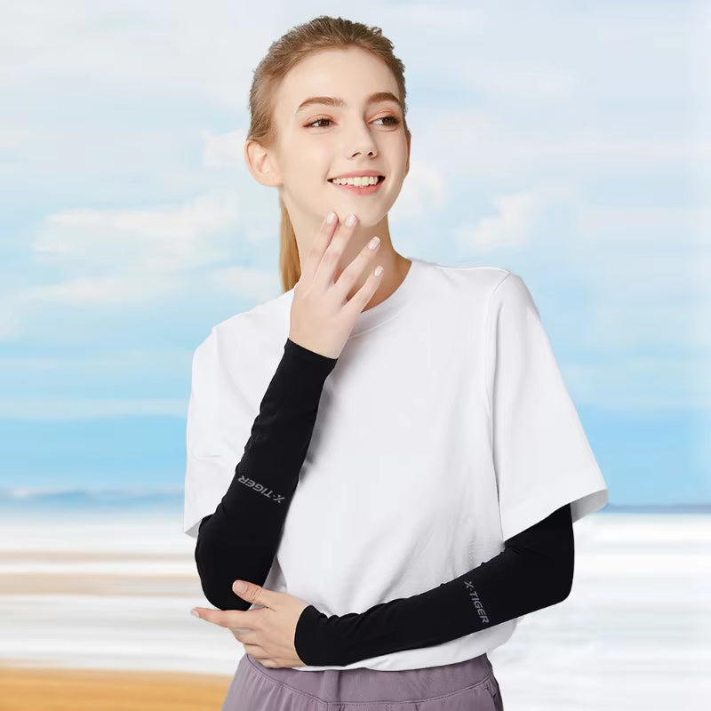 X-TIGER Ice Fabric Cycling Arm Sleeves – UV Protection & Cooling Arm Warmers for Running, Cycling, and Outdoor Sports