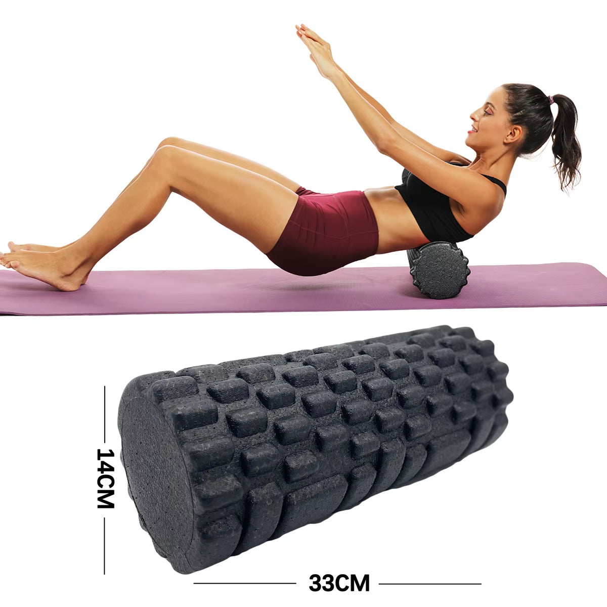 15/33cm Fitness Foam Roller β High-Density EPP Massage Roller for Yoga, Pilates & Muscle Recovery