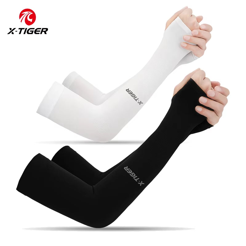 X-TIGER Ice Fabric Cycling Arm Sleeves – UV Protection & Cooling Arm Warmers for Running, Cycling, and Outdoor Sports