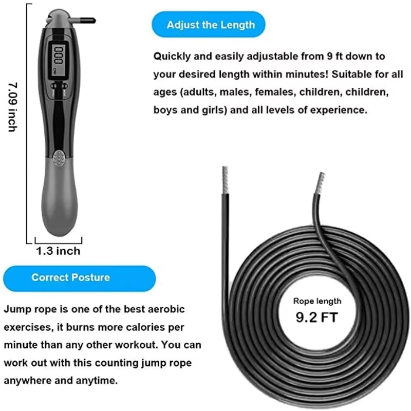 Xiaomi Digital Wireless Jump Rope – Cordless Calorie Counter Skipping Rope with Weights for Fitness & Bodybuilding