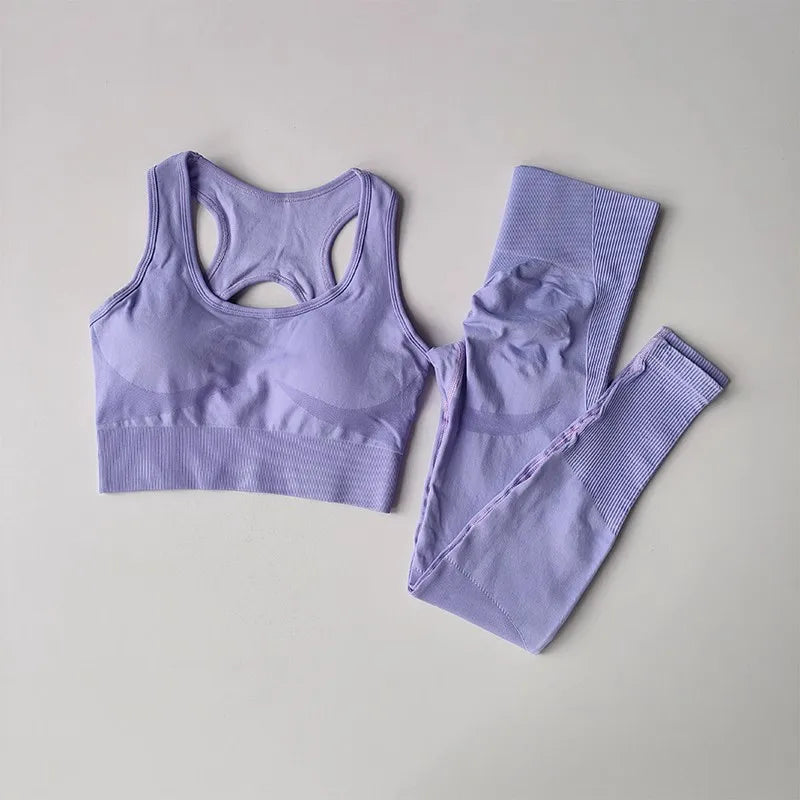 Seamless Women's Fitness Tracksuit – Sports Bra & High-Waisted Leggings Set for Yoga, Gym & Everyday Athleisure