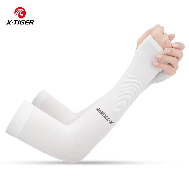 X-TIGER Ice Fabric Cycling Arm Sleeves – UV Protection & Cooling Arm Warmers for Running, Cycling, and Outdoor Sports