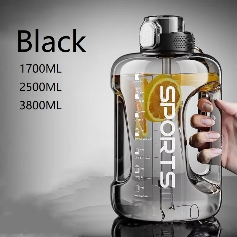 Large-Capacity Fitness Water Bottle – 1700ml/2500ml/3800ml BPA-Free Sports Bottle with Straw for Hydration on the Go
