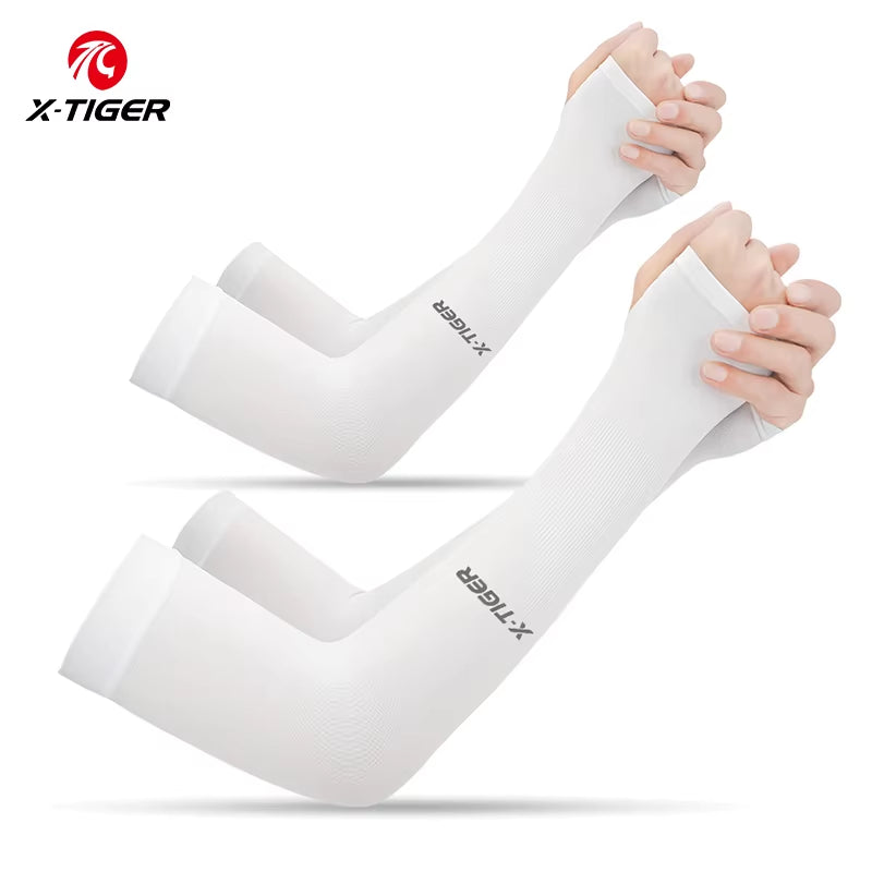 X-TIGER Ice Fabric Cycling Arm Sleeves – UV Protection & Cooling Arm Warmers for Running, Cycling, and Outdoor Sports