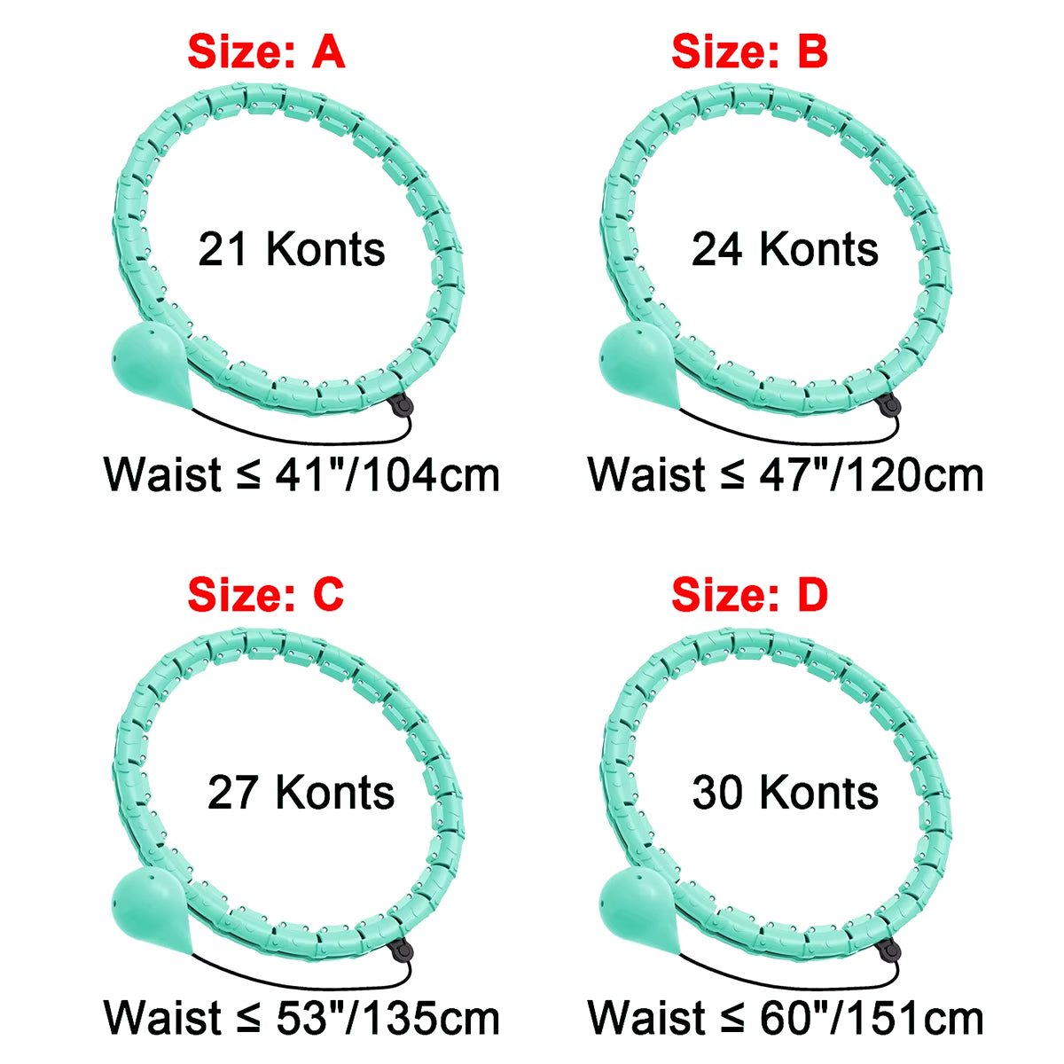 Adjustable Weighted Hula Hoop – 21/24/27/30 Knots Smart Exercise Circle for Weight Loss & Fitness