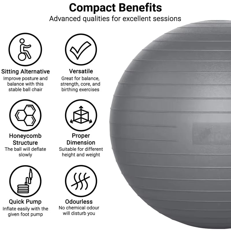 Balance Ball – 65cm/75cm/85cm Yoga & Pilates Stability Ball for Fitness, Pregnancy & Rehabilitation
