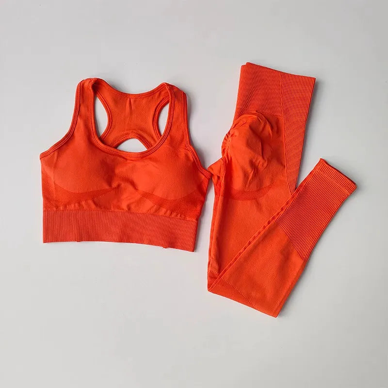 Seamless Women's Fitness Tracksuit – Sports Bra & High-Waisted Leggings Set for Yoga, Gym & Everyday Athleisure