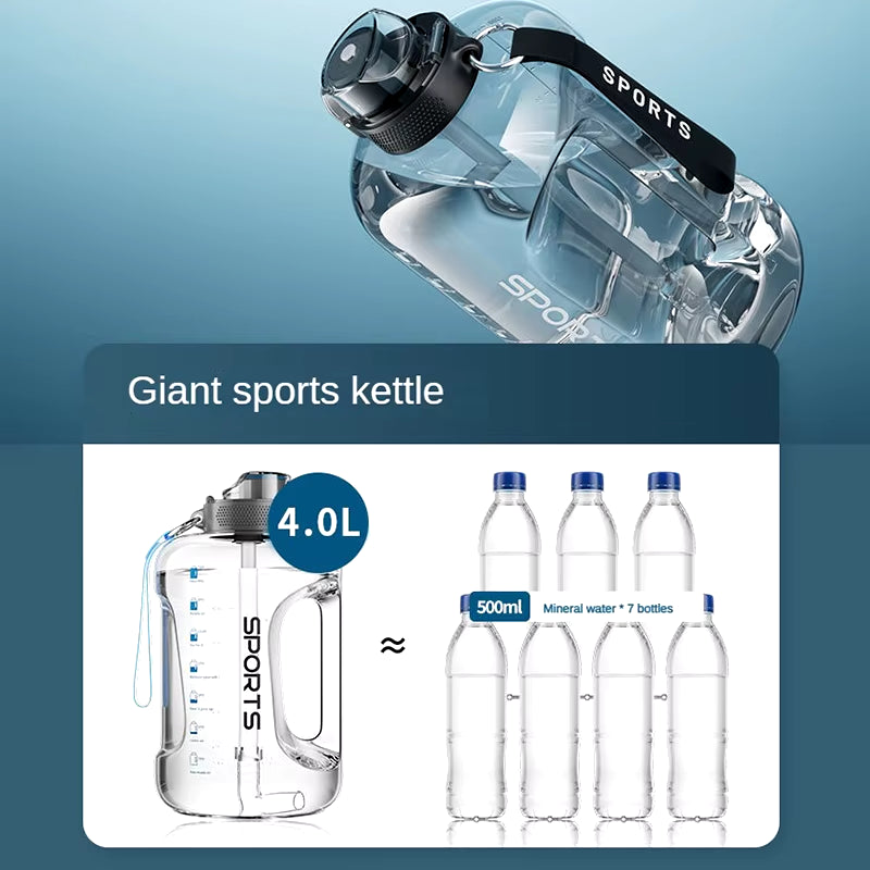 Large-Capacity Fitness Water Bottle – 1700ml/2500ml/3800ml BPA-Free Sports Bottle with Straw for Hydration on the Go