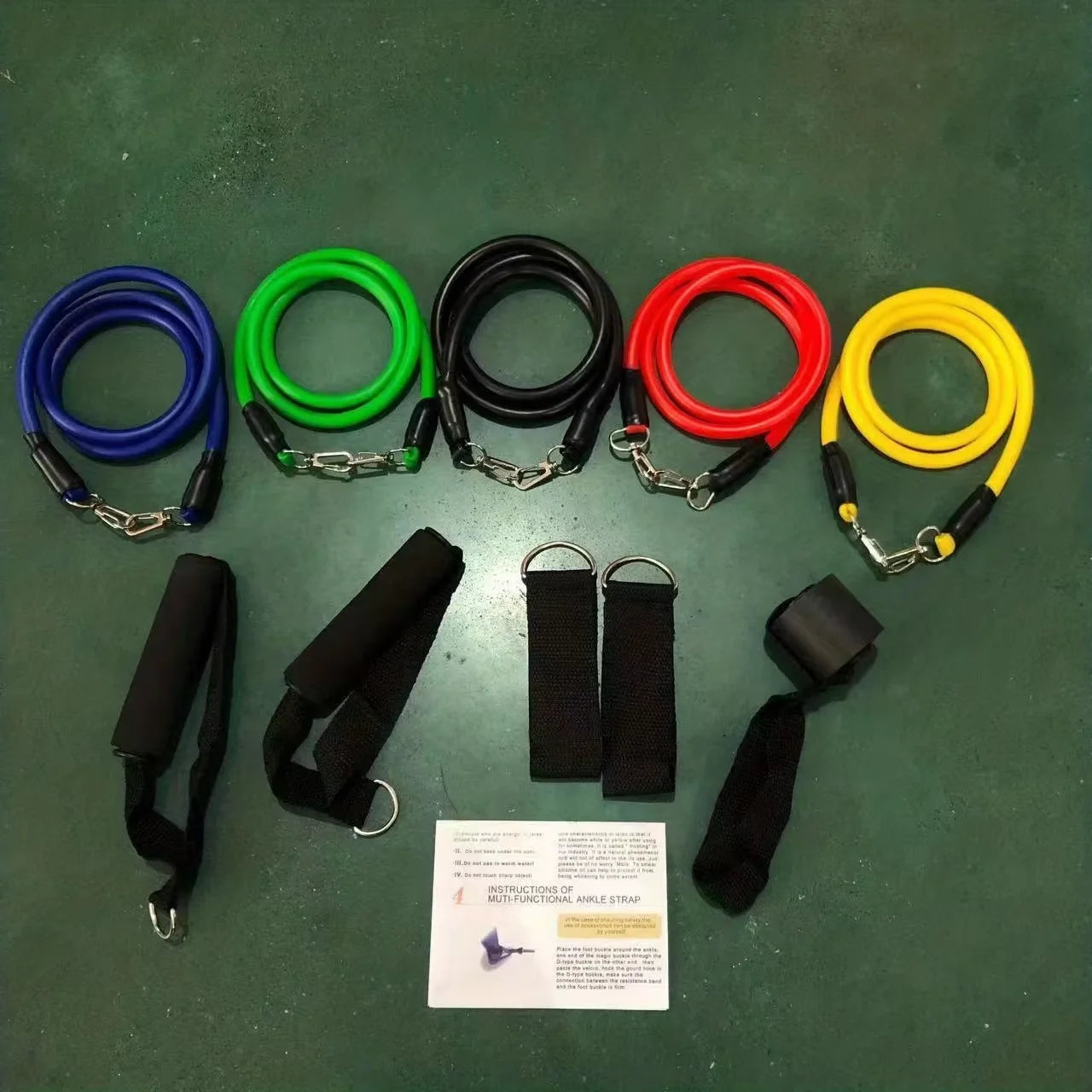 11pcs TPE Resistance Bands Set β Complete Workout Kit with Door Anchor, Handles, Ankle Straps & Carry Bag