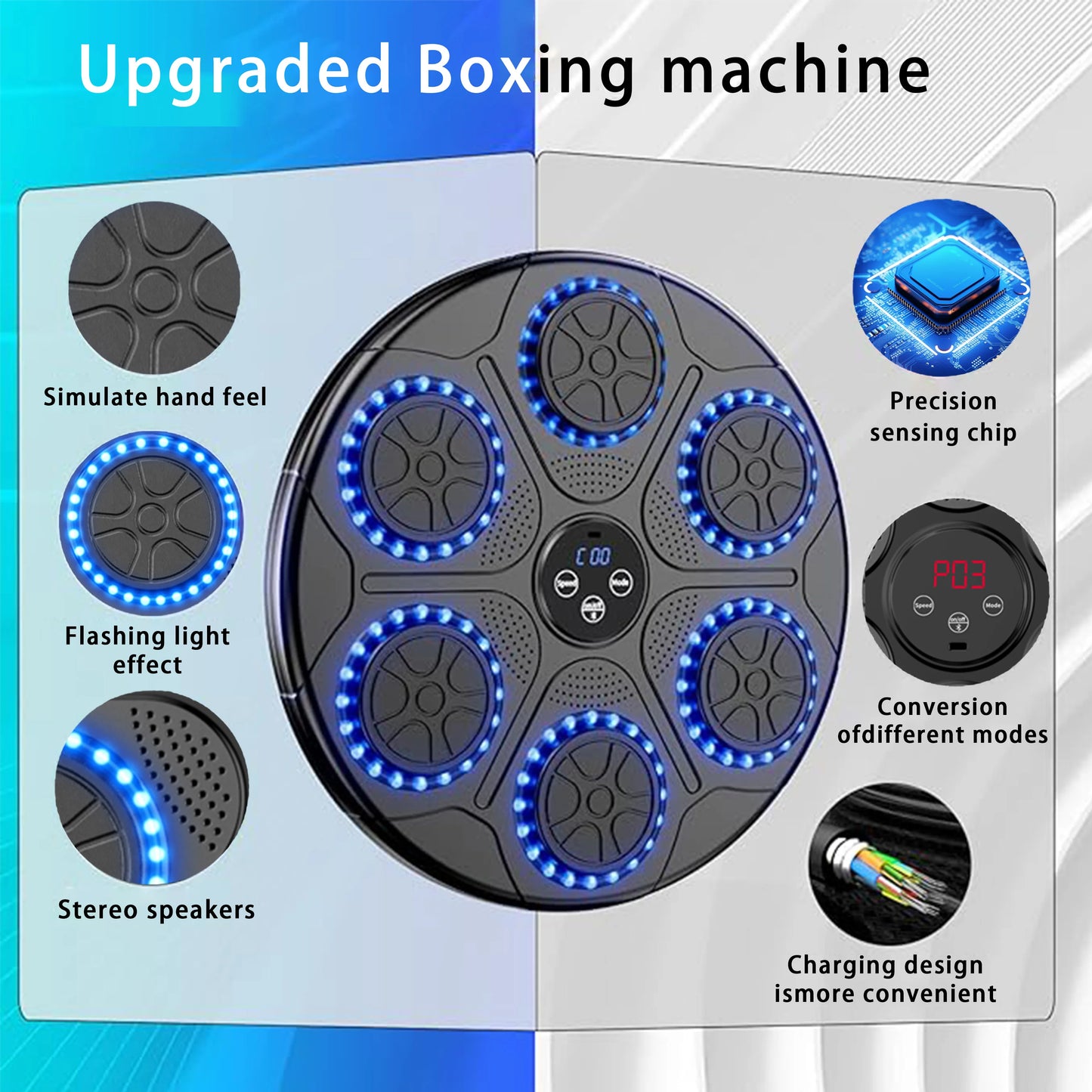 Smart Bluetooth Music Boxing Machine – Wall-Mounted Electronic Punching Trainer for Home & Gym