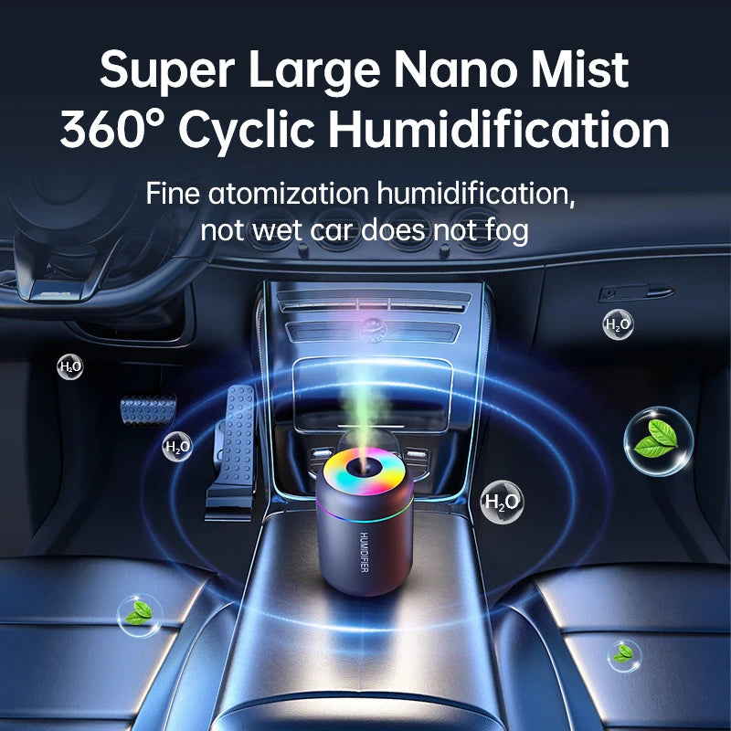 Mini USB Air Humidifier – 180ML Electric Aroma Diffuser with LED Lights for Car, Home & Bedroom