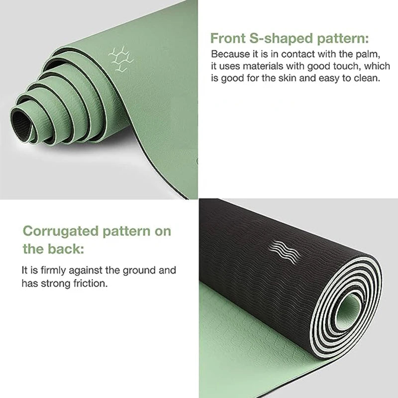 Thick Two-Color TPE Yoga Mat – Non-Slip, Eco-Friendly, Odorless Mat for Home Workouts, Yoga, Pilates & Stretching