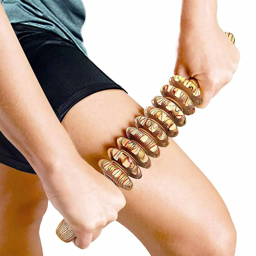9-Roller Wooden Handheld Massage Stick – Deep Tissue Trigger Point Massager for Cellulite, Tension & Full-Body Pain Relief