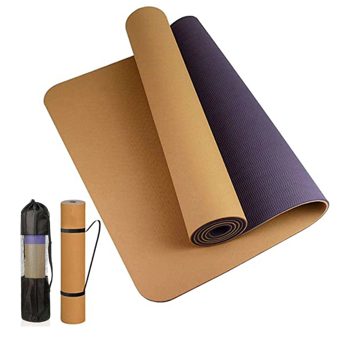 Thick Two-Color TPE Yoga Mat – Non-Slip, Eco-Friendly, Odorless Mat for Home Workouts, Yoga, Pilates & Stretching