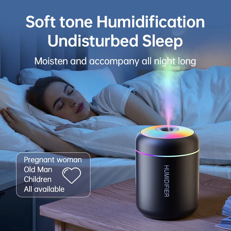 Mini USB Air Humidifier – 180ML Electric Aroma Diffuser with LED Lights for Car, Home & Bedroom