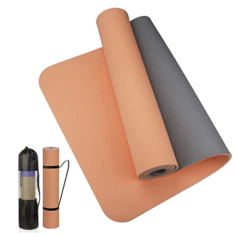 Thick Two-Color TPE Yoga Mat – Non-Slip, Eco-Friendly, Odorless Mat for Home Workouts, Yoga, Pilates & Stretching