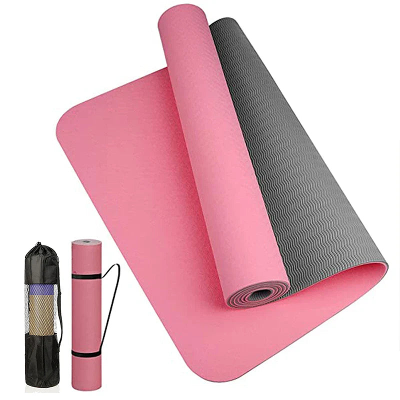 Thick Two-Color TPE Yoga Mat – Non-Slip, Eco-Friendly, Odorless Mat for Home Workouts, Yoga, Pilates & Stretching