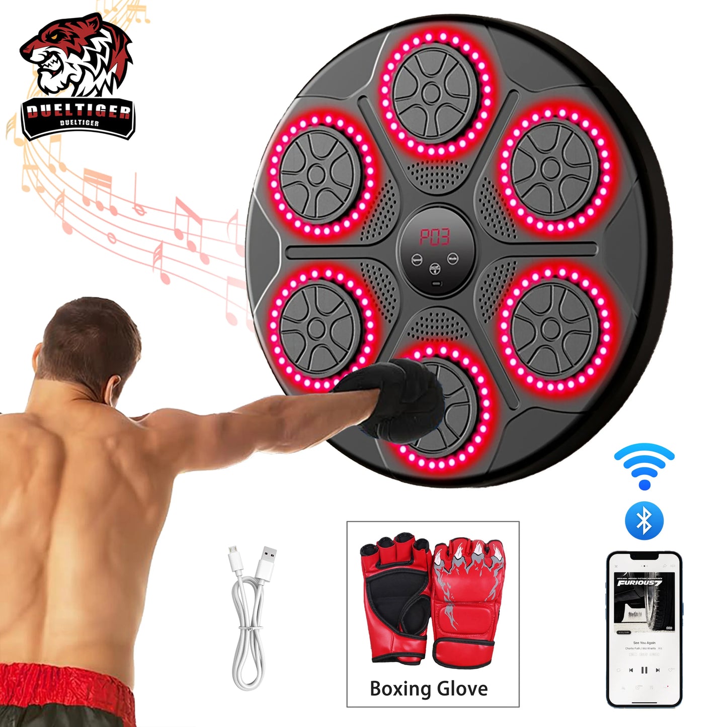 Smart Bluetooth Music Boxing Machine – Wall-Mounted Electronic Punching Trainer for Home & Gym