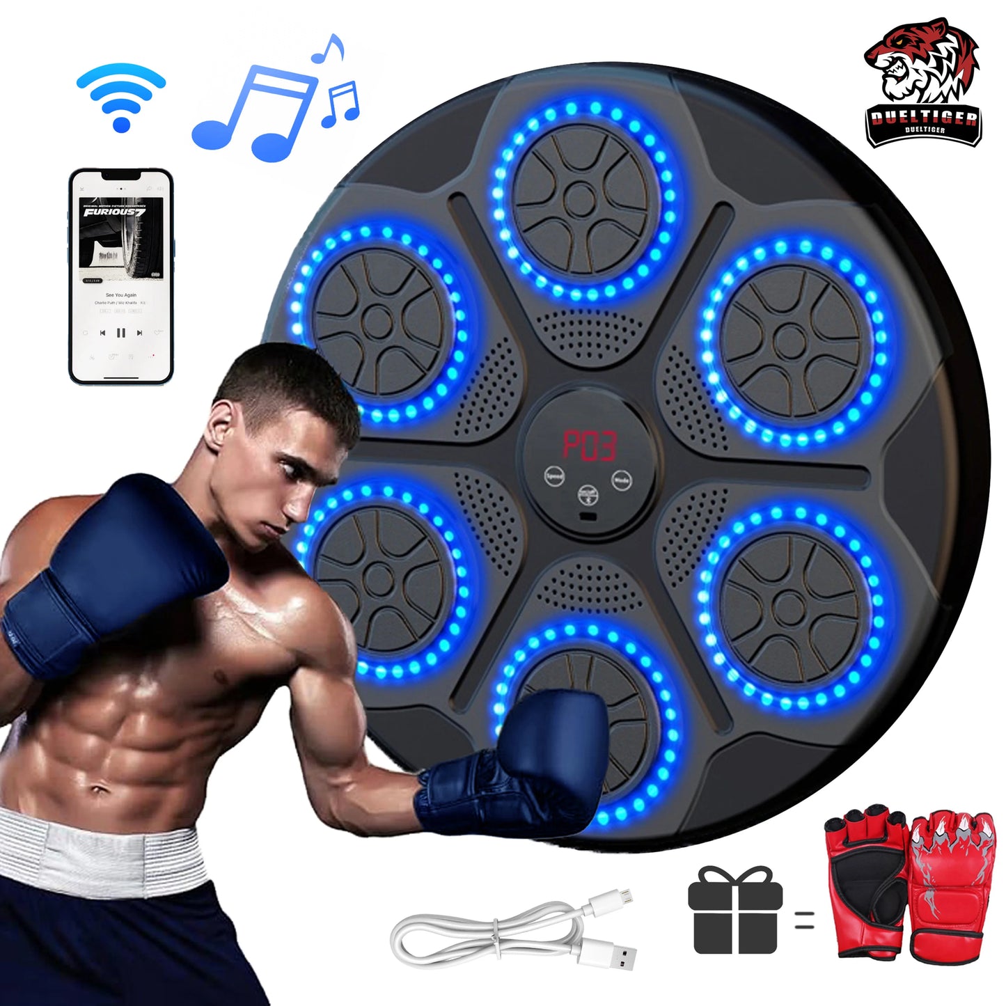 Smart Bluetooth Music Boxing Machine – Wall-Mounted Electronic Punching Trainer for Home & Gym