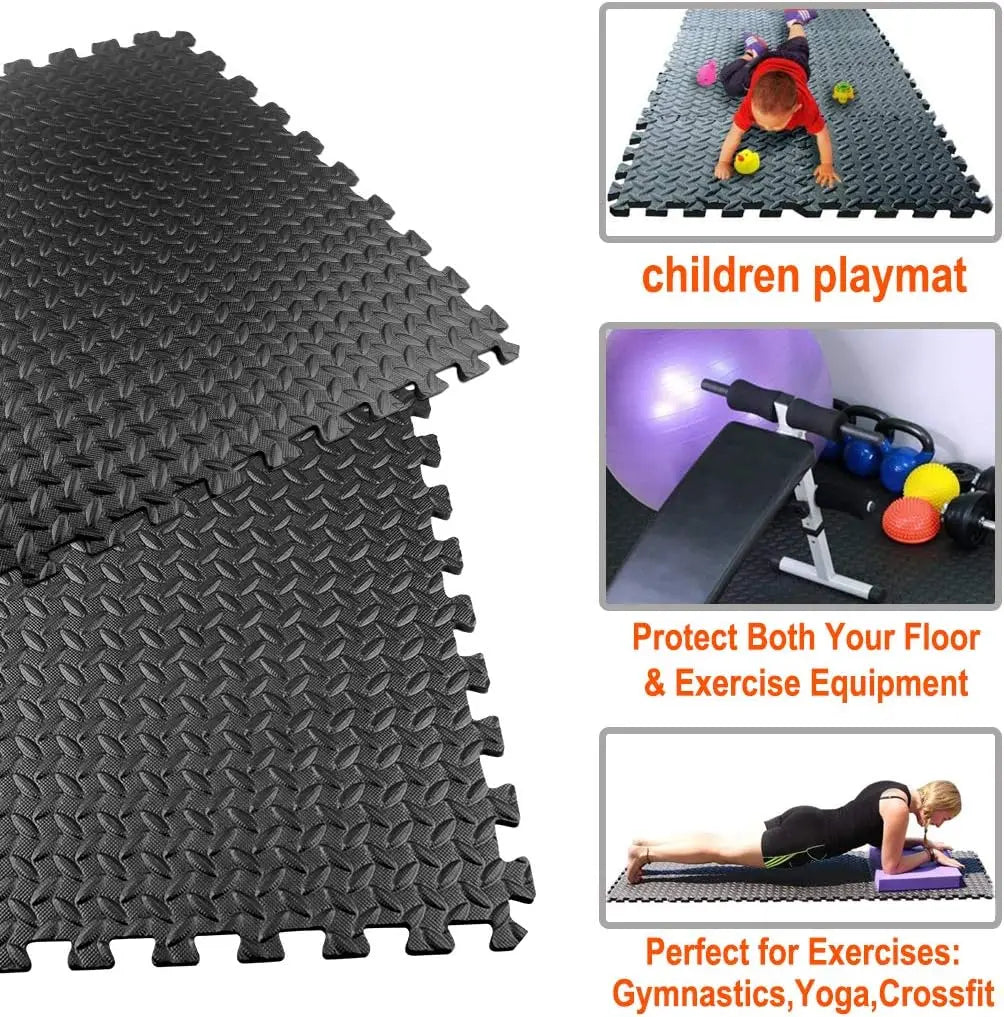 Puzzle Fitness Mat – EVA Interlocking Foam Floor Tiles for Home Gym, Yoga, Kids’ Play Area & Sports Protection