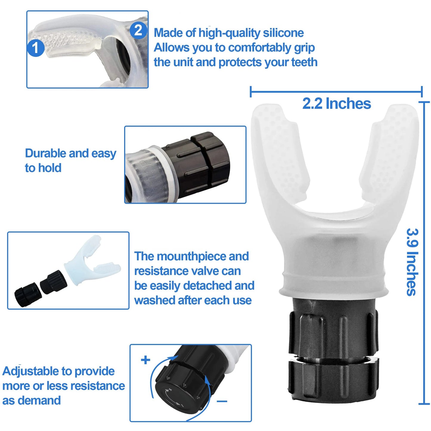 LungFlex Pro: Adjustable Breathing Trainer for Enhanced Lung Capacity & Respiratory Fitness