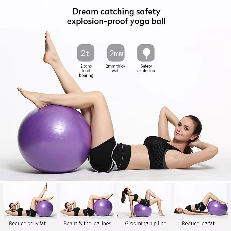 PVC Fitness Yoga Ball – Thickened Explosion-Proof Exercise Ball for Home, Gym, Pilates & Balance Training