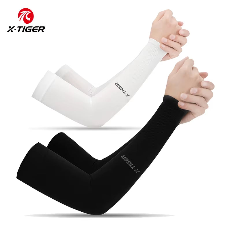 X-TIGER Ice Fabric Cycling Arm Sleeves – UV Protection & Cooling Arm Warmers for Running, Cycling, and Outdoor Sports