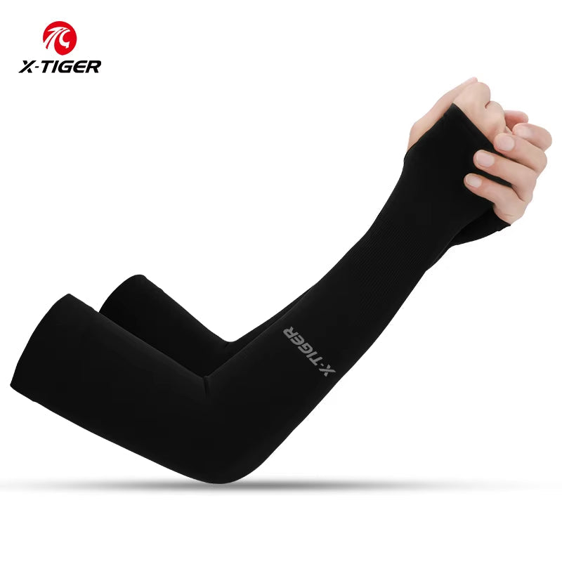 X-TIGER Ice Fabric Cycling Arm Sleeves – UV Protection & Cooling Arm Warmers for Running, Cycling, and Outdoor Sports