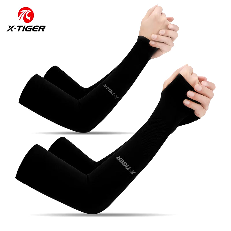 X-TIGER Ice Fabric Cycling Arm Sleeves – UV Protection & Cooling Arm Warmers for Running, Cycling, and Outdoor Sports