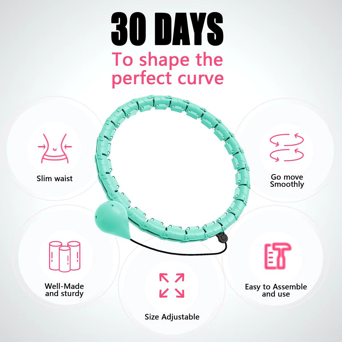 Adjustable Weighted Hula Hoop – 21/24/27/30 Knots Smart Exercise Circle for Weight Loss & Fitness