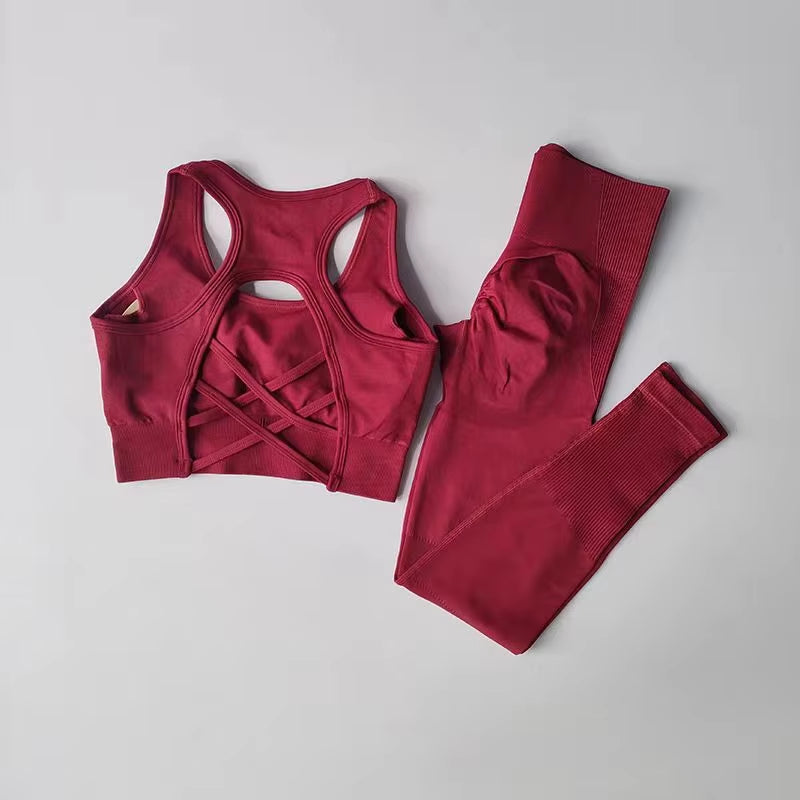 Seamless Women's Fitness Tracksuit – Sports Bra & High-Waisted Leggings Set for Yoga, Gym & Everyday Athleisure