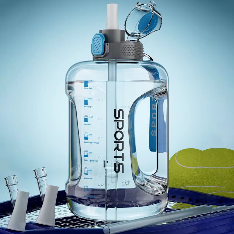 Large-Capacity Fitness Water Bottle – 1700ml/2500ml/3800ml BPA-Free Sports Bottle with Straw for Hydration on the Go