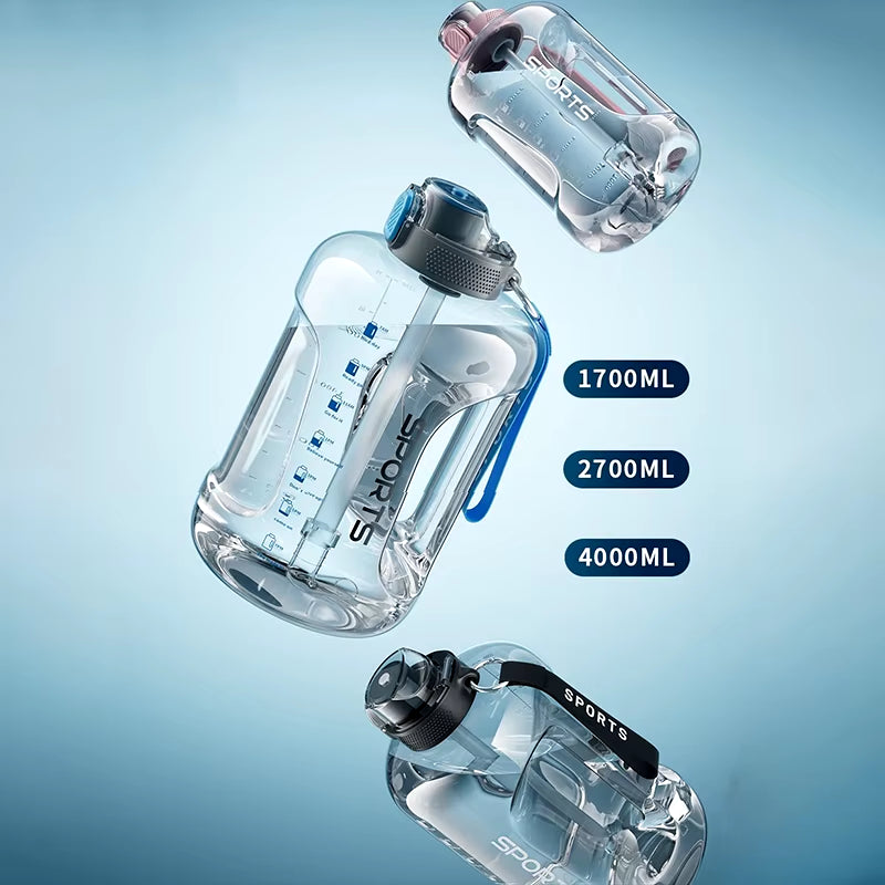 Large-Capacity Fitness Water Bottle – 1700ml/2500ml/3800ml BPA-Free Sports Bottle with Straw for Hydration on the Go