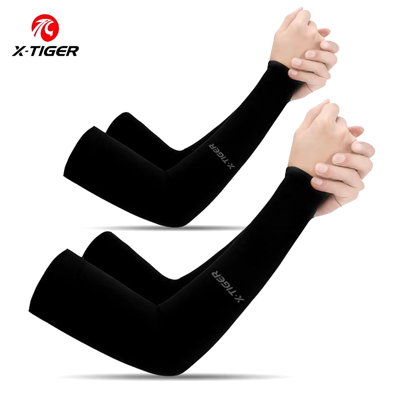 X-TIGER Ice Fabric Cycling Arm Sleeves – UV Protection & Cooling Arm Warmers for Running, Cycling, and Outdoor Sports