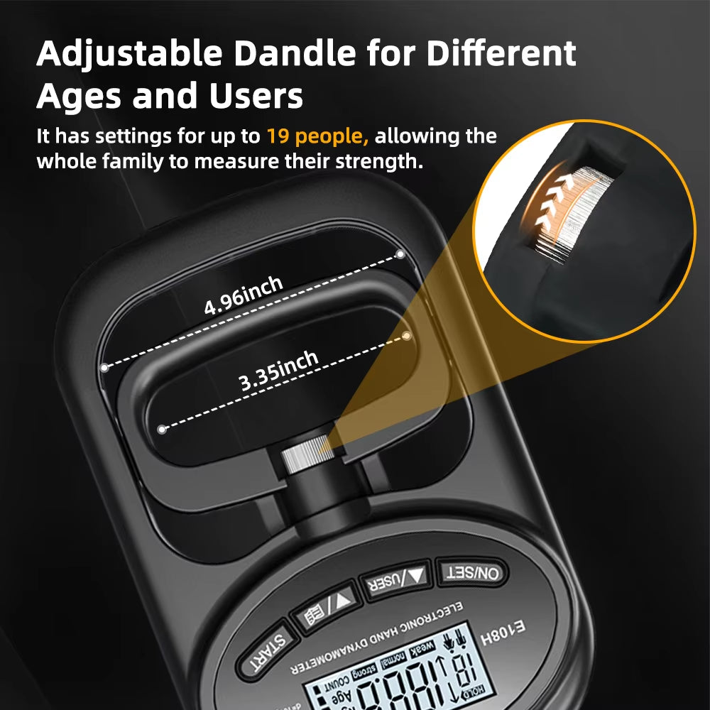 Digital Hand Grip Strength Tester – 265Lbs/120Kg Dynamometer with USB & LCD Screen