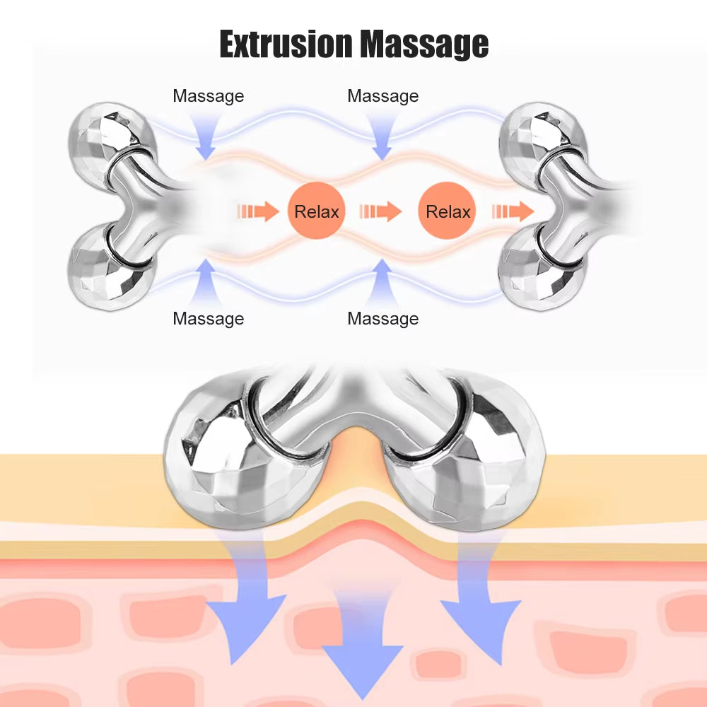 Y-Shape 3D Roller Face & Neck Massager + Guasha Scraper Set – 360° Rotating Skin Lifting & Wrinkle Remover Tool