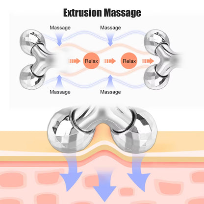 Y-Shape 3D Roller Face & Neck Massager + Guasha Scraper Set – 360° Rotating Skin Lifting & Wrinkle Remover Tool