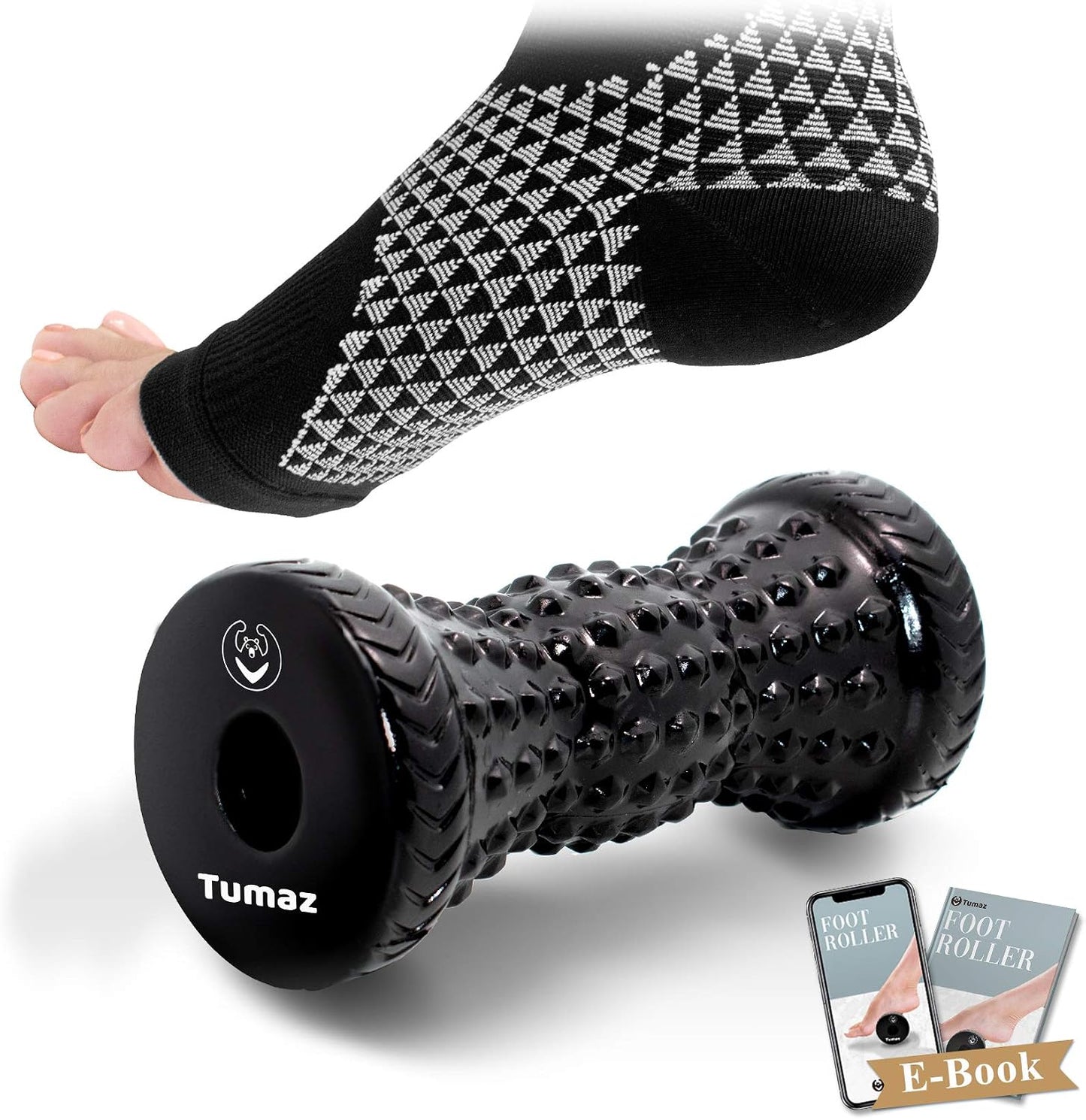Tumaz Foot Roller & Massage Ball 3-In-1 Set | Foot Roller, Spiky & Lacrosse Balls | Ergonomic Design | Deep Tissue Massage | Foot Relaxation & Recovery