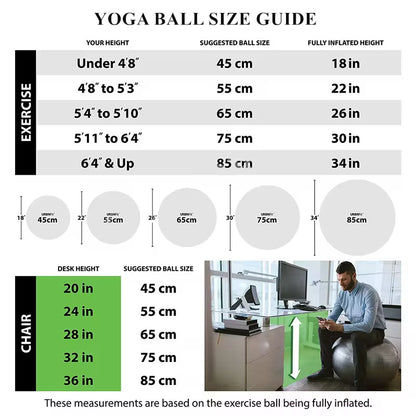 PVC Fitness Yoga Ball – Thickened Explosion-Proof Exercise Ball for Home, Gym, Pilates & Balance Training