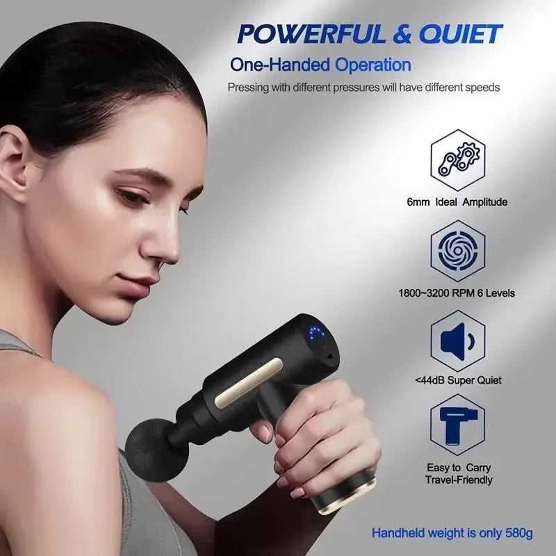 Portable Mini Fascia Gun – Lightweight Deep Tissue Massage Device with Adjustable Speed for Full Body Relaxation